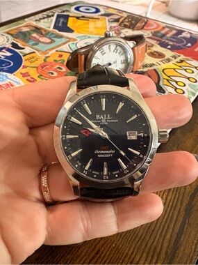 Ball Engineer II GMT Automatic Watch — Black Dial, Brown Leather Strap